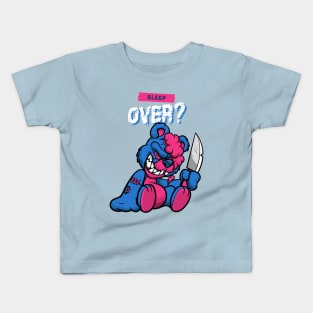 Cute Retro "Sleep Over?" Evil Teddy Bear Kids T-Shirt